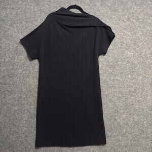 COS Dress Women Size XS Black Short Sleeve Off Shoulder Draped Minimalist NEW